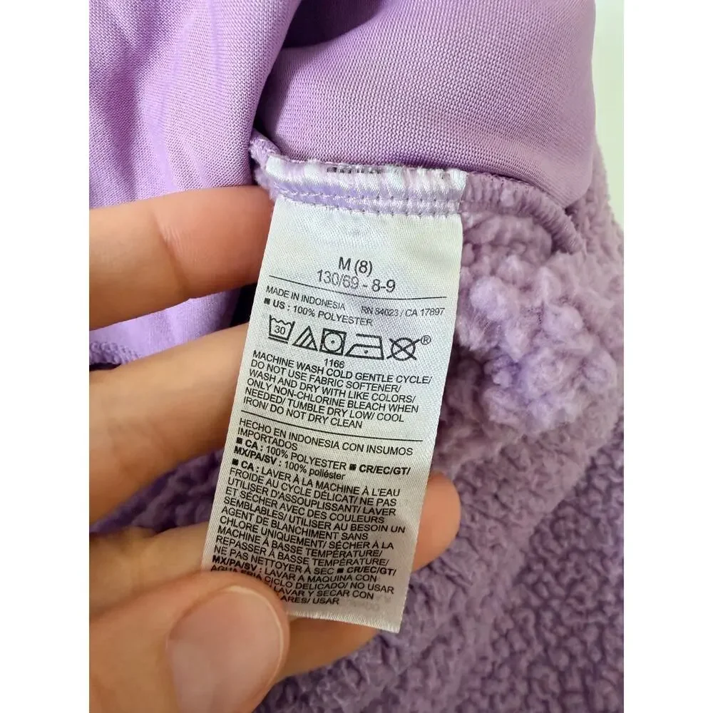 Old Navy Girls Sherpa Zip-Front Jacket - Purple Check